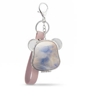 Cute Dog Head Pearl Swirl Acetate <b>Compact</b> <b>Mirror</b> Keychain With Leather Wrist Strap Double Sided Folding Makeup <b>Mirror</b> Wholesale - Product Image 1