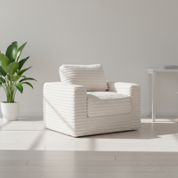 Vakuumverpacktes Modernes Minimalistisches Einsitziges Stoffsofa mit Massivholzrahmen, Schaumstofffüllung und Waschbarem Bezug
