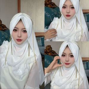 Pañuelo Largo Musulmán con Flecos Exóticos, Protección Solar y Transpirable para Viajes - Product Image 3