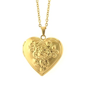 Pendentif Cœur en Acier Inoxydable Poli Miroir 3D avec Boîte Photo, Fait Main, DIY, Collier Couple à Rabat, Cadeau - Product Image 2