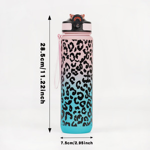 Bouteilles d'eau tendance en plastique rigide <span class=keywords><strong>de</strong></span> 1000 ml avec imprimé léopard et dégradé <span class=keywords><strong>de</strong></span> couleurs pour les sports <span class=keywords><strong>de</strong></span> plein air et la <span class=keywords><strong>salle</strong></span> <span class=keywords><strong>de</strong></span> <span class=keywords><strong>sport</strong></span> - Product Image 5