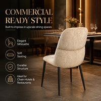 Chaise de salle à manger moderne de luxe en bouclette, rembourrage doux, dossier incurvé, qualité commerciale, mobilier pour hôtel et restaurant