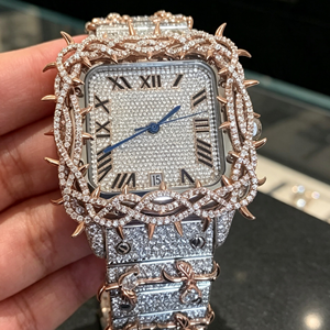 Hip Hop Business Square Case Stainless Steel Square Case Moissanite Diamond Automatic Mechanical Movement Style Sapphire <b>Crystal</b> - Product Image 1