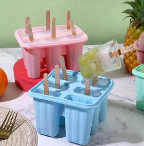 Tùy chỉnh 6 khoang Silicone Popsicle khuôn thiết lập thân thiện với môi <span class=keywords><strong>Ice</strong></span> <span class=keywords><strong>Cream</strong></span> Maker với hai hình dạng khác nhau - Product Image 4