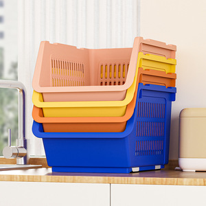 Panier de rangement empilable en plastique avec système de fixation par clip pour l'organisation de la cuisine et de la salle de bain - Product Image 2