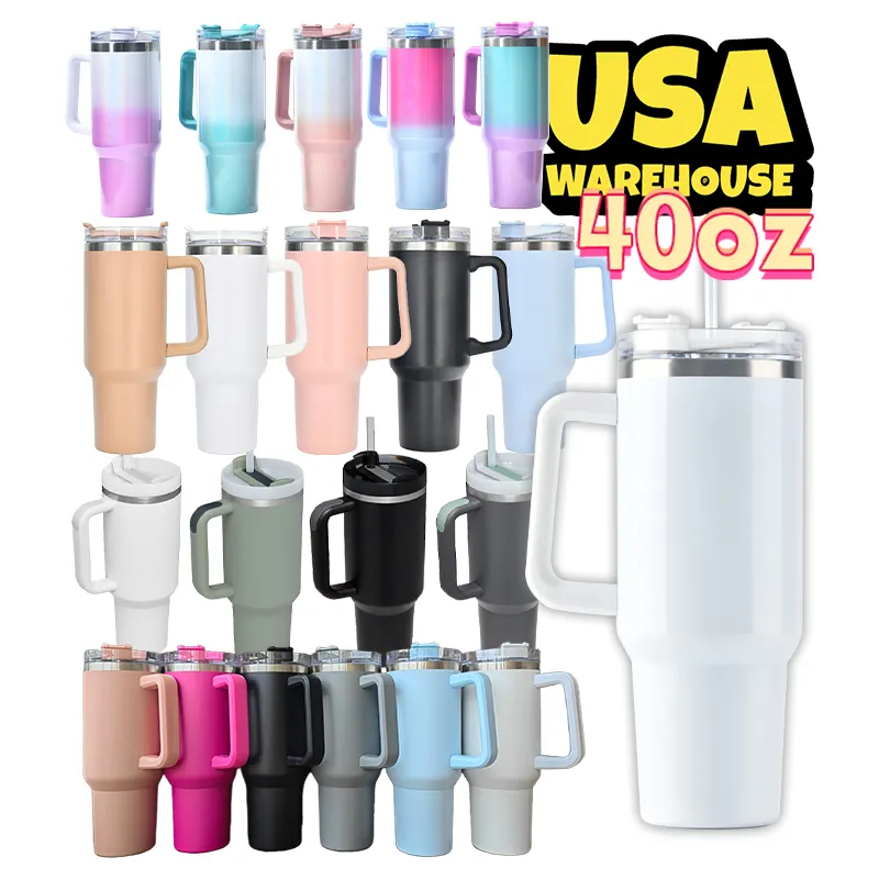 USA kho đôi tường thép không gỉ du lịch Mug 40oz Tumbler với xử lý thăng hoa khoảng trống cup quencher Tumbler