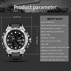 Reloj Deportivo Multifuncional Sanda 739 con Doble Pantalla, Esfera Grande Luminosa, Reloj de Pulsera Digital Resistente al Agua - Product Image 3