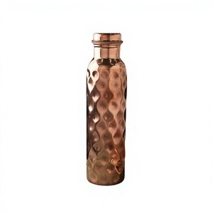 Diamond Hammered <b>Copper</b> Water <b>Bottle</b> With Lid BPA Free Latest Design Customizable <b>Copper</b> <b>Bottle</b> For Sale Vintage Style - Product Image 1