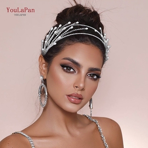 YouLaPan <span class=keywords><strong>HP605</strong></span> Elegante Diadema Plateada para Novia, Joyería para el Cabello de Boda, Diseño de Ramas Brillantes, Hermosos Accesorios para el Cabello de Mujer - Product Image 5