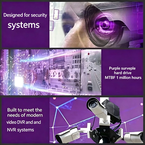 Disque dur intégré pour caméra de sécurité DVR NVR, stockage violet 1 To 2 To 3 To 4 To 6 To 8 To, 5400 tr/min, cache 64 Mo, SATA 3,5 pouces - Product Image 3