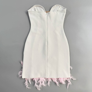 SB3648 Abito Estivo Mini con Spalle Scoperte e Perle Vestito Aderente con <span class=keywords><strong>Fiori</strong></span> 3D <span class=keywords><strong>Abiti</strong></span> di Lusso <span class=keywords><strong>Eleganti</strong></span> <span class=keywords><strong>per</strong></span> Donne - Product Image 3