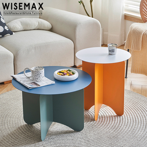 WISEMAX โต๊ะข้างบ้านโลหะสองสี,โต๊ะกาแฟโลหะทรงกลมสำหรับตกแต่งบ้านโรงแรม - Product Image 2