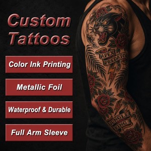 Hao Feng - Tatuaje Temporal de <span class=keywords><strong>Manga</strong></span> Completa Estilo <span class=keywords><strong>Tradicional</strong></span> Antiguo, Adhesivo Impermeable para Arte Corporal, Tatuaje Personalizado - Product Image 6