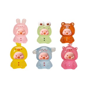 Ornements en résine de cochon rouge vif phosphorescents, accessoires de bijoux DIY de style dessin animé pour voiture et sacs surprises - Product Image 5