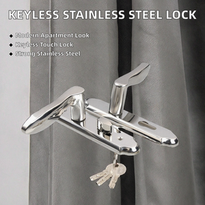 Serrure de porte moderne et durable en acier inoxydable à commande tactile sans clé avec poignée ambidextre et garantie d'un an pour appartement - Product Image 2