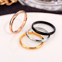 Bague minimaliste japonaise coréenne en acier inoxydable, surface lisse, unisexe, pour couple, bague de mariage, plaquée or/argent, micro-bague