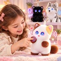 Robot Chat en Peluche Connecté à l'Application Tuya, Capteur Tactile Interactif, Dialogue Multilingue, Cadeau Éducatif pour les Enfants de 8 Ans et Plus, Unisexe