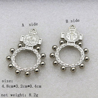 Couleur Pinky Catholique Argent Plaqué Alliage Chapelet Vintage Religieux St. Benoît Anneau pour Anneau De Prière En Forme De Pendentif