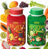 Supplément pour adolescents emballé en bouteille de capsules extraites d'eau de fruits et légumes entiers de marque privée OEM