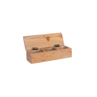 Elegante Caja de Té Luci Marrón Natural, Duradera, Moderna, Cuadrada, Estilo Japonés, Madera de Teca, Latón, Almacenamiento Sostenible, Técnica de Lacado