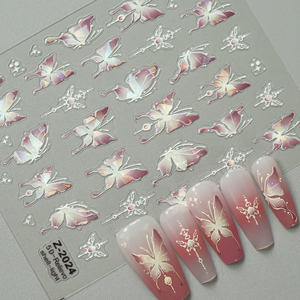 5D en relief papillon <span class=keywords><strong>Nail</strong></span> <span class=keywords><strong>Art</strong></span> autocollants auto-adhésif coquille lumière papillons ongles décalcomanies <span class=keywords><strong>printemps</strong></span> été ongles autocollants - Product Image 3