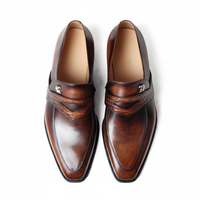DRACONIS Mocassins Homme en Cuir Patiné Britannique Vintage avec Empiècements Crocodile, Chaussures Habillées à Enfiler, Minimalistes, Sans Logo, Sur Mesure