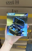Écouteurs de sport M10 TWS Écouteurs sans fil avec boîtier de charge LED Écouteurs stéréo à réduction de bruit Bleu