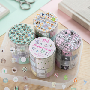 1 Roll Waterproof <b>Water</b> Activated PET <b>Tape</b> Masking Patchwork Garden Retro Floral Pattern Fabric Handbook DIY Base Decoration - Product Image 4