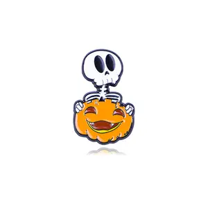 Halloween metal craft creative cartoon Witch Pumpkin head Bat soft enamel pin for promotion