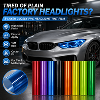 Film adhésif PVC brillant 3 couches pour phares de voiture et moto, film de protection auto-adhésif changeant de couleur, best-seller