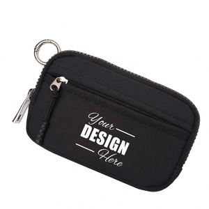 Porte-clés portefeuille Iris personnalisé - Étui à cartes noir avec fermeture éclair et fenêtre d'identification pour cadeau promotionnel, design compact et élégant - Product Image 1