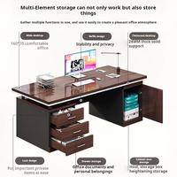 Bureau de direction moderne en bois massif avec tiroir à dossiers - Bureau d'ordinateur robuste pour la maison/le bureau