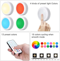 3/6 Paket Lampu LED RGBW Baterai AAA 13 Warna Modern Nirkabel Sensor PIR Terpasang di Dinding Portabel CRI Tinggi 80 Lampu Kabinet