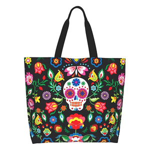 The Day of the Dead in Mexico Theme Canvas <b>Bag</b> 12x13in Blank Canvas Custom Canvas <b>Bag</b> Heat Transfer Printing - Product Image 1