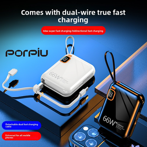 Banco de energía de carga rápida de 66W, 10000mAh, con pantalla LED, cable de salida PD de 20W, incorporado, para <span class=keywords><strong>iPhone</strong></span> y Android - Product Image 5