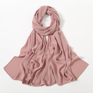 Nouveau foulard long en lin et mousseline de couleur unie de haute qualité avec bords coupés aux coins et aux angles droits, écharpe polyvalente en mousseline pour la tête - Product Image 6