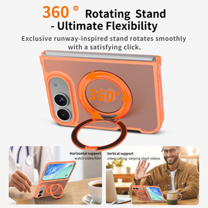 Étui de téléphone rotatif en métal style orange pour <span class=keywords><strong>iPhone</strong></span> Fold, doux comme de la soie, pliable, antichoc, personnalisé, magnétique - Product Image 2
