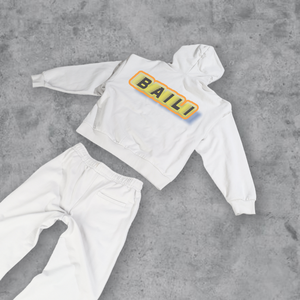Conjunto de sudadera y pantalones de chándal con estampado de rizo en blanco personalizado, chándales informales de peso pesado de lana 100%, conjuntos de pantalones de chándal deportivos con capucha - Product Image 4