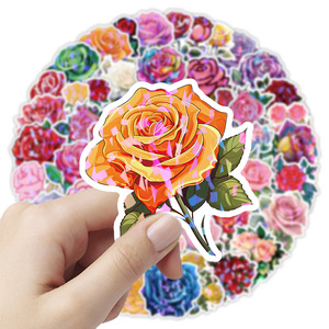 50 autocollants en PVC à motifs de fleurs fraîches de dessins animés, roses, décoration laser pour enfants, adolescents et adultes - Product Image 4