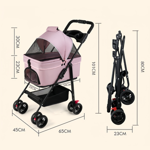 Nouveaux produits 3 en 1 détachable petit chat rose léger <span class=keywords><strong>chien</strong></span> <span class=keywords><strong>poussette</strong></span> <span class=keywords><strong>pour</strong></span> chiens pliés et stockés dans la voiture - Product Image 1