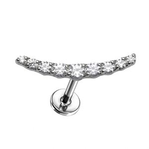Prix d'usine Bijoux de mode pour femmes en Titane ASTM F136, Piercing corporel motif fleurs, Labret à dos plat, Boucle d'oreille en Zircon pour lobe - Product Image 2