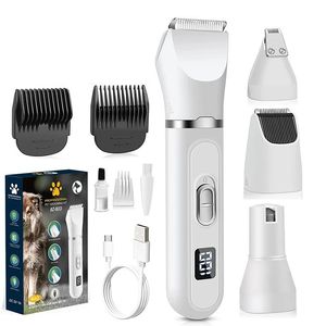 Ensemble de toilettage et de soins pour animaux 4-en-1 Rasoir à poils d'animaux à faible bruit Tondeuse rechargeable sans fil pour chiens - Product Image 3