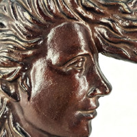 Décoration murale en métal en forme de visage de femme en croissant de lune en fonte, profil de dame à suspendre, emballage à bulles