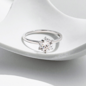 Classic Round Brilliant Cut 1CT Moissanite Engagement <b>Ring</b> 925 Sterling Silver Prong Setting Women's Jewelry - Product Image 6