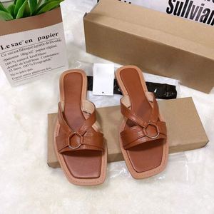 Estate tinta unita sandali firmati quadrati per le donne e le signore scarpetta di lusso spiaggia sabbiosa Femmes moda pantofole - Product Image 6