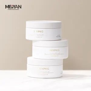 MYPACK lüks boş yuvarlak plastik pet kavanoz 100g buzlu beyaz kozmetik saç kremi yüz maskesi kavanoz vücut tereyağı kapları