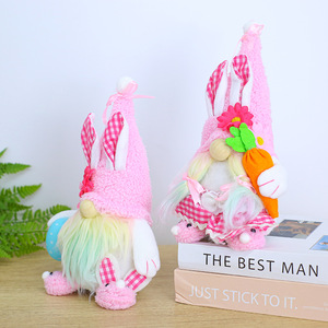 Standing Floral <b>Easter</b> Gnomes Plush With Bunny Ears Long Leg Handmade Swedish Tomte for Spring Farmhouse Home Decor Holiday <b>Gift</b> - Product Image 2