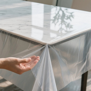 Premium PVC Super Transparent Film Hersteller Flecken beständige wasserdichte Esstisch abdeckung - Product Image 1