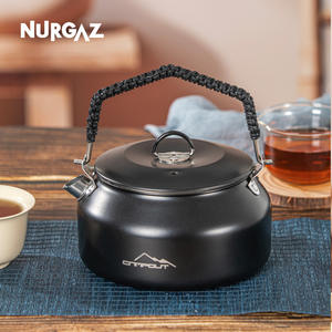 NURGAZ กาต้มน้ำกลางแจ้ง 1 ลิตร กาต้มน้ำสแตนเลสน้ำหนักเบาสำหรับการตั้งแคมป์และการเดินทาง - Product Image 3
