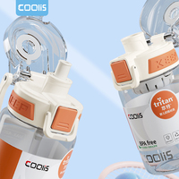 Bouteille d'eau en plastique étanche de 14oz avec paille Petite école de gymnastique noire écologique avec poignée Infuseur Bouteille d'eau réutilisable